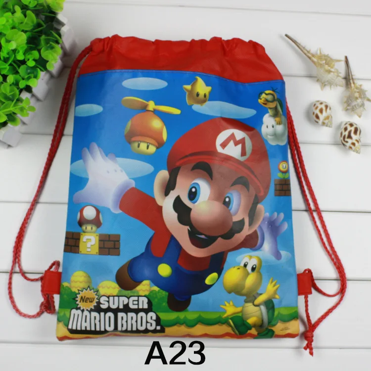 Supre Mario Bros, Нетканая сумка на шнурке, школьный рюкзак для мальчиков и девочек, мультяшная сумка Mario, Студенческая сумка для книг, детская школьная сумка, подарок - Цвет: B