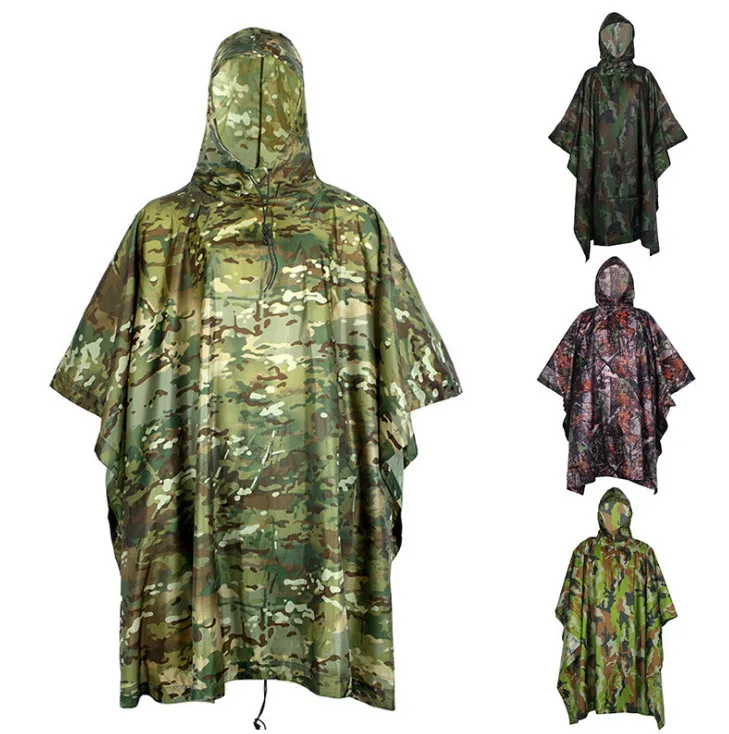 High quality Polyester taffeta material odorlessness Waterproof camouflage Raincoats poncho cover Multifunction sun Shelter | Дом и сад