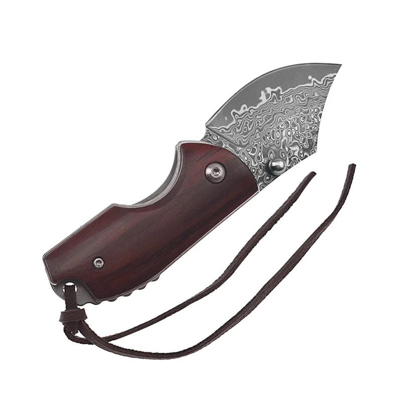 Red sandalwood Складной нож дамасский нож высокой твердости мини складной нож открытый спасательный инструмент для выживания подарок коллекционный нож - Цвет: Red sandalwood
