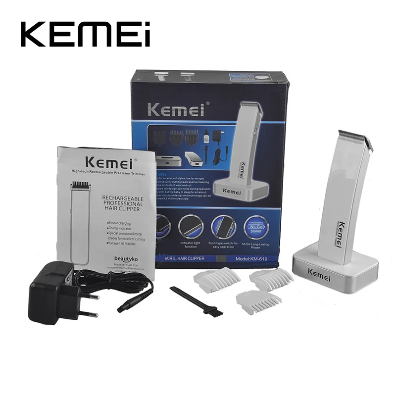 KEIMEI KM-619 перезаряжаемая машинка для стрижки волос электрическое лезвие для машинки для бритья Парикмахерская резка борода триммер Стрижка Набор беспроводной