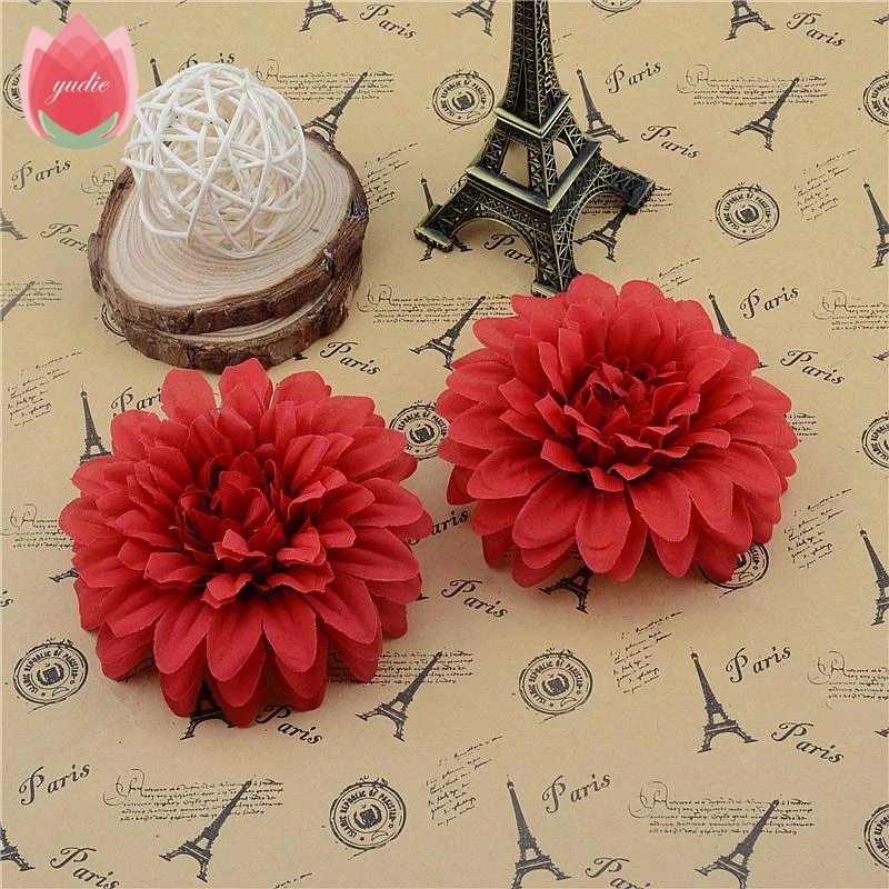 Дешевые 5 шт. шелковые искусственные георгины корсаж цветы головка для