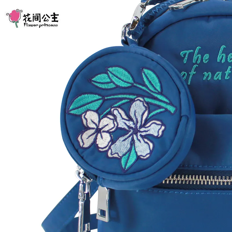 

Flower Princess Original Embroidery Backpack Women Nylon Waterproof Small Backpacks School Bag for Teenager Girls Mini Bagpack