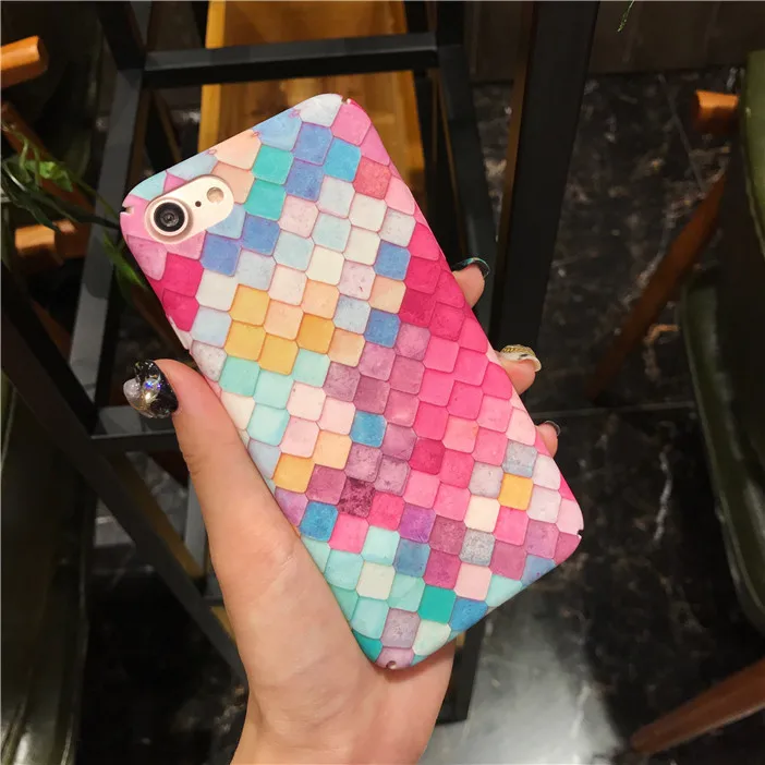 Luxury 3D Colorful Scales Phone Cases For iPhone 6 6s 7 Case Korean Girls Mermaid Cover Apple Plus |