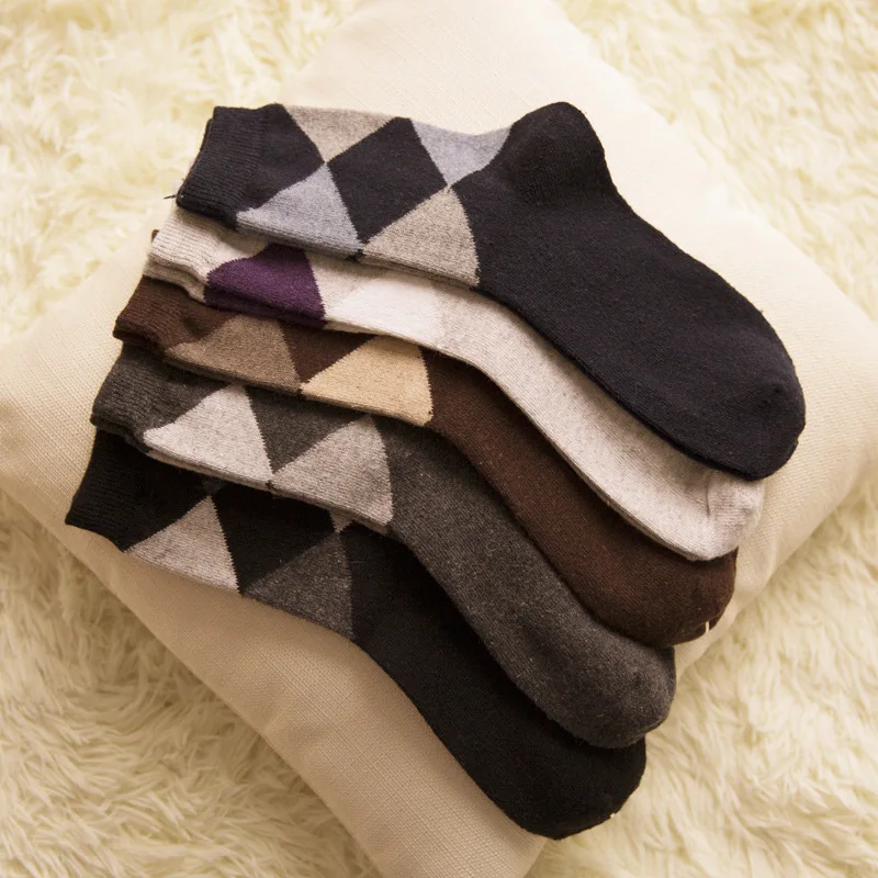 10 Пар/лот Завод точек классический большой решетке алмаза кролик шерстяные носки