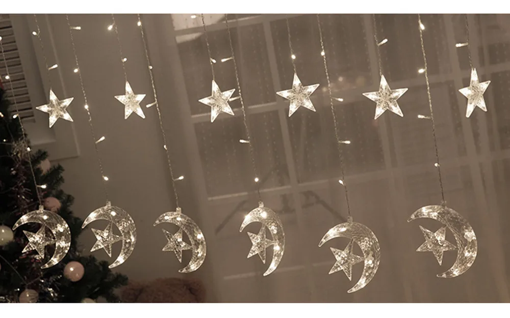 Star Curtain String Lights LED Window Light Moon Drop Shipping | Лампы и освещение