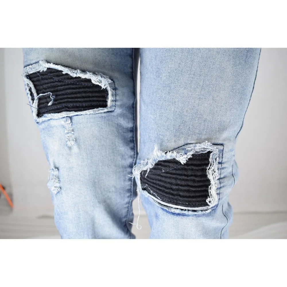 Мужские синие джинсы Moomphya облегающие в стиле хип хоп потертые рваные на молнии