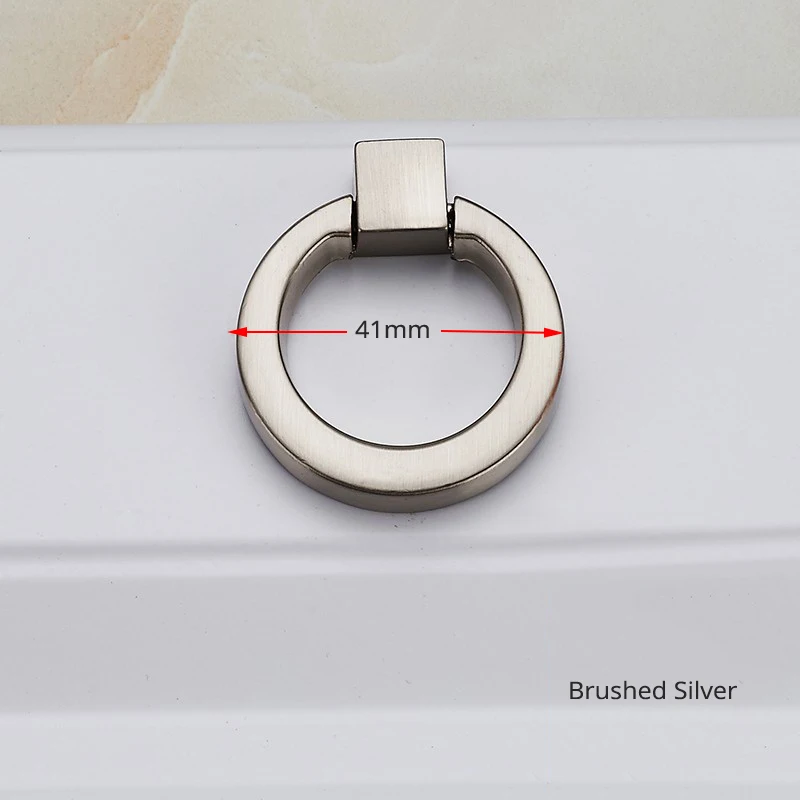 Brushed Silver Ring NAIERDI цинковый Aolly черный шкаф ручки американский стиль кухонный шкаф ручки для выдвижных ящиков модная Мебельная ручка - Цвет: Brushed Silver Ring