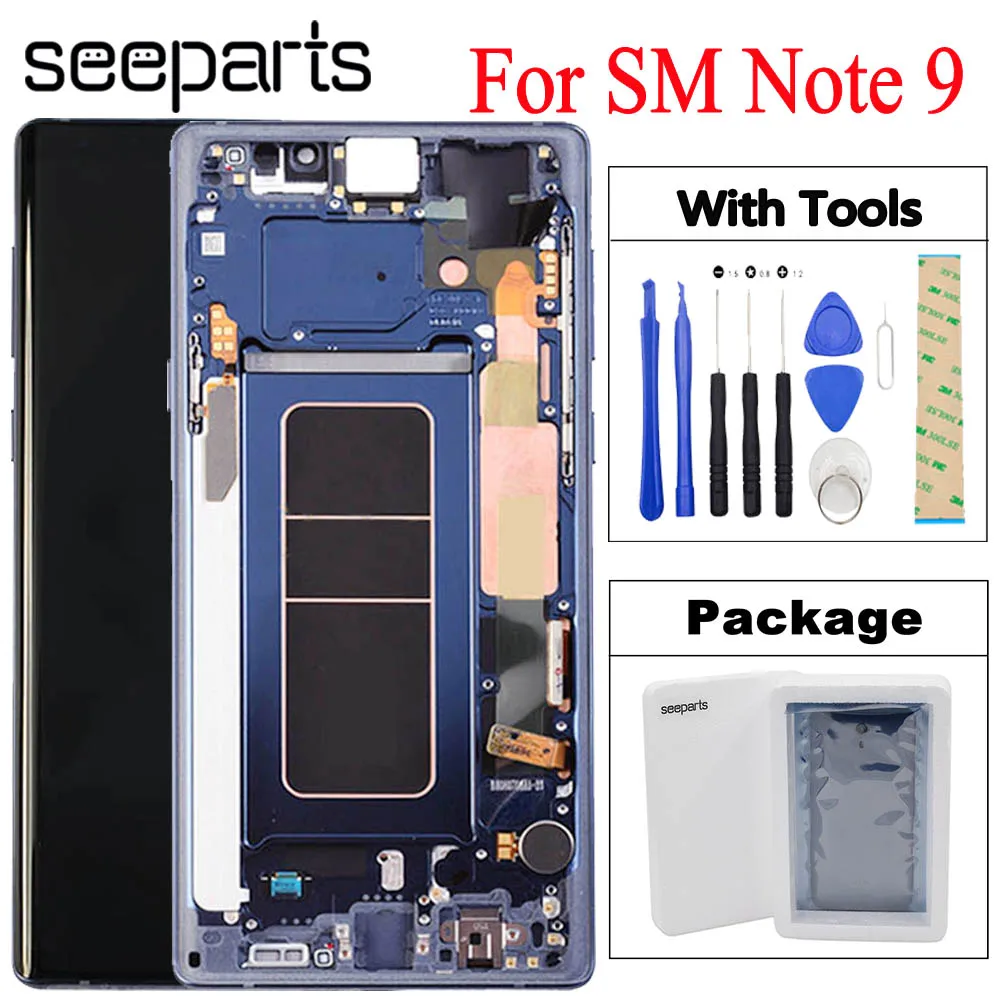 100% Tested For SAMSUNG GALAXY Note 9 LCD Note9 Display Touch Screen Assembly Replacement Note9 LCD With Red Burn-Shadow