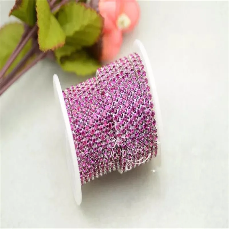purple red in silver 10 ярдов лента из бисера серебряное золото тесьма отделка платье пришить швейная одежда аксессуары ss6 ss8 ss10 ss12 - Цвет: purple red in silver