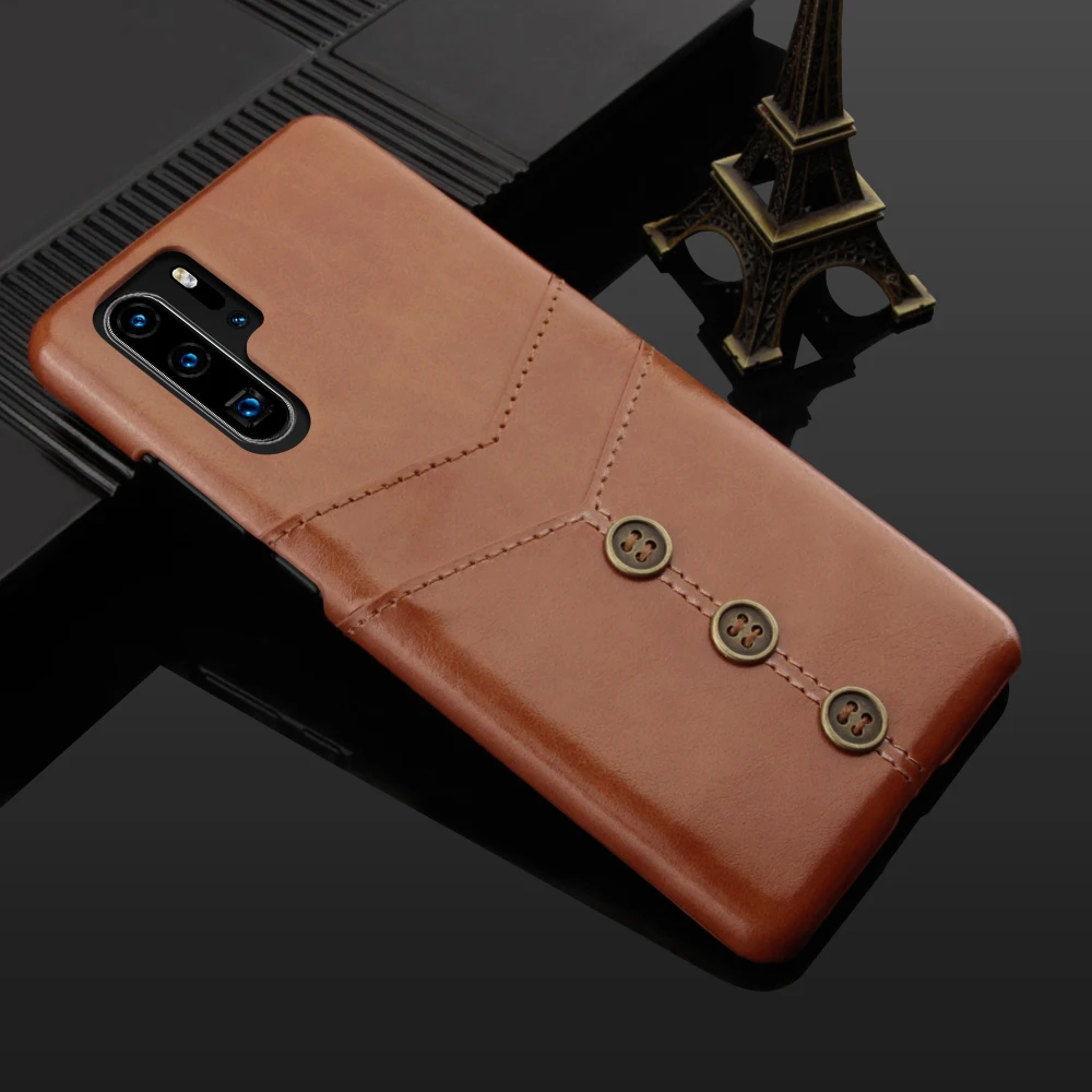 Luxury Oil Wax PU Leather Buckle Wallet Phone Cases For Huawei P30 P20 Lite Pro Mate 20 Lite Credit Card Money Slot Holder Cover
