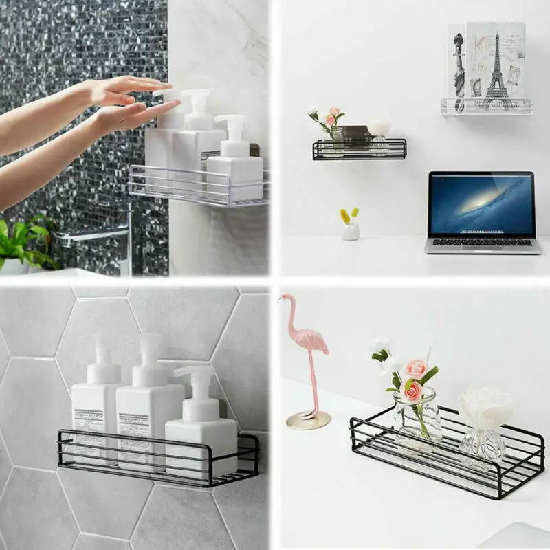 2019 New White Black Stainless Steel Shower Caddy Bathroom Wall Storage Rack Shelf Organiser Basket | Дом и сад