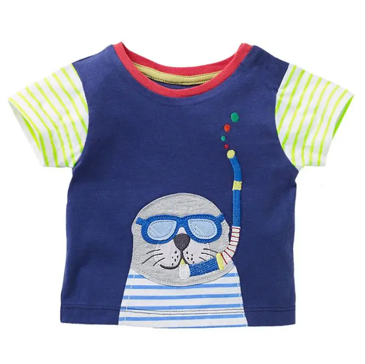 

Boys Kids Holiday Cartoons Print Summer Beach Ins Hot Tops Lovely Baby Western New Casual Fashion Blouse Tees