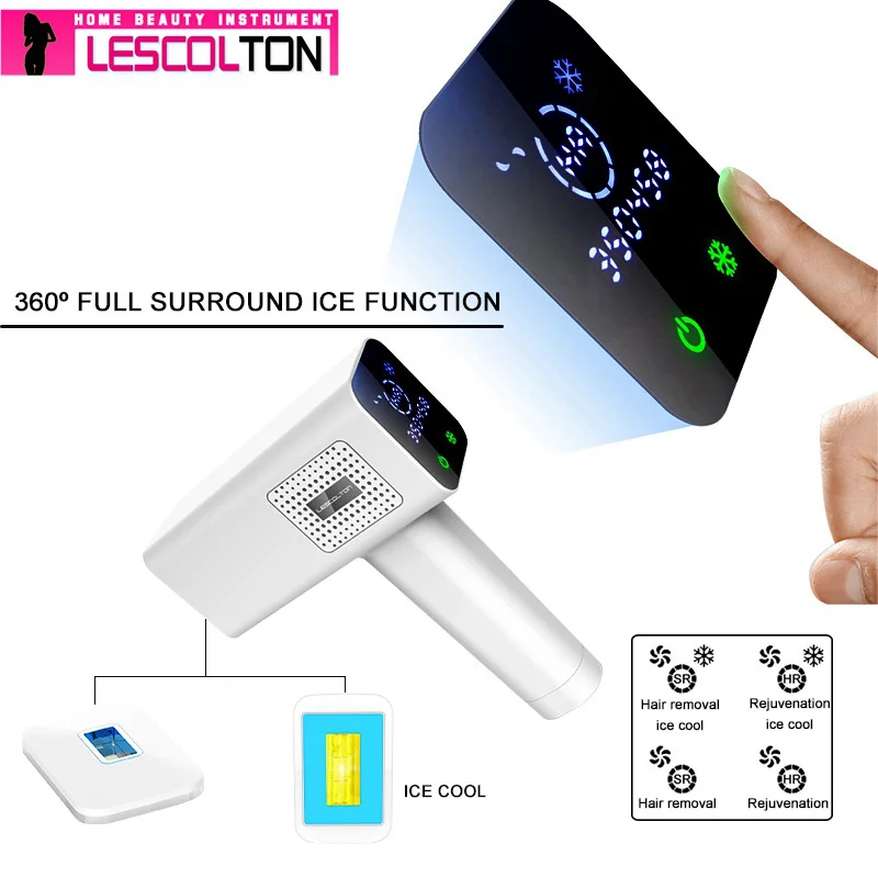 Эпилятор Lescolton Ice cool IPL, постоянное лазерное удаление волос с ЖК-дисплеем, лазерный триммер для бикини, фотоэпилятор - Цвет: T012C 4IN1