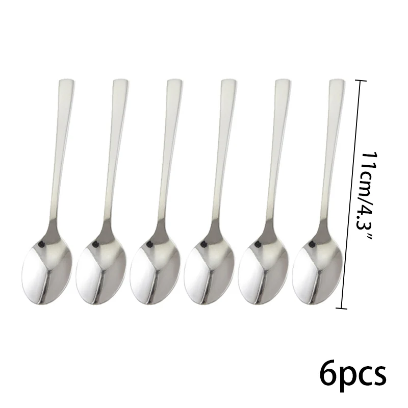6pcs 11cm 4.3in 6 шт. ложки для сахара из нержавеющей стали, мини ложка для кофе и чая, маленький медовый десерт, набор чайных ложек, Принадлежности для бара и ресторана - Цвет: 6pcs 11cm 4.3in