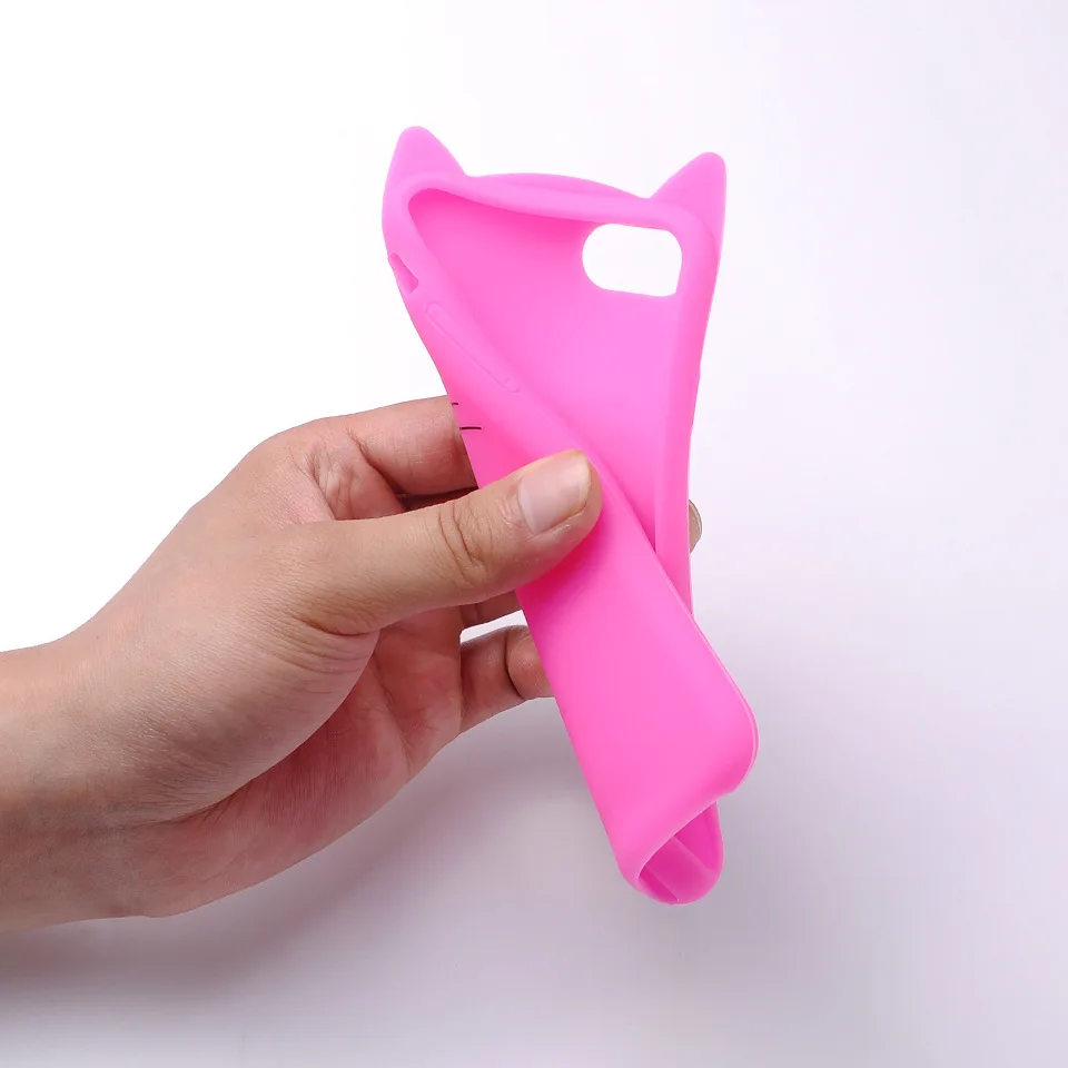 Силиконовый чехол для iPhone 6 6S 7 8 Plus X XS XR MAX 3D милый мультяшный с кошачьими ушками -