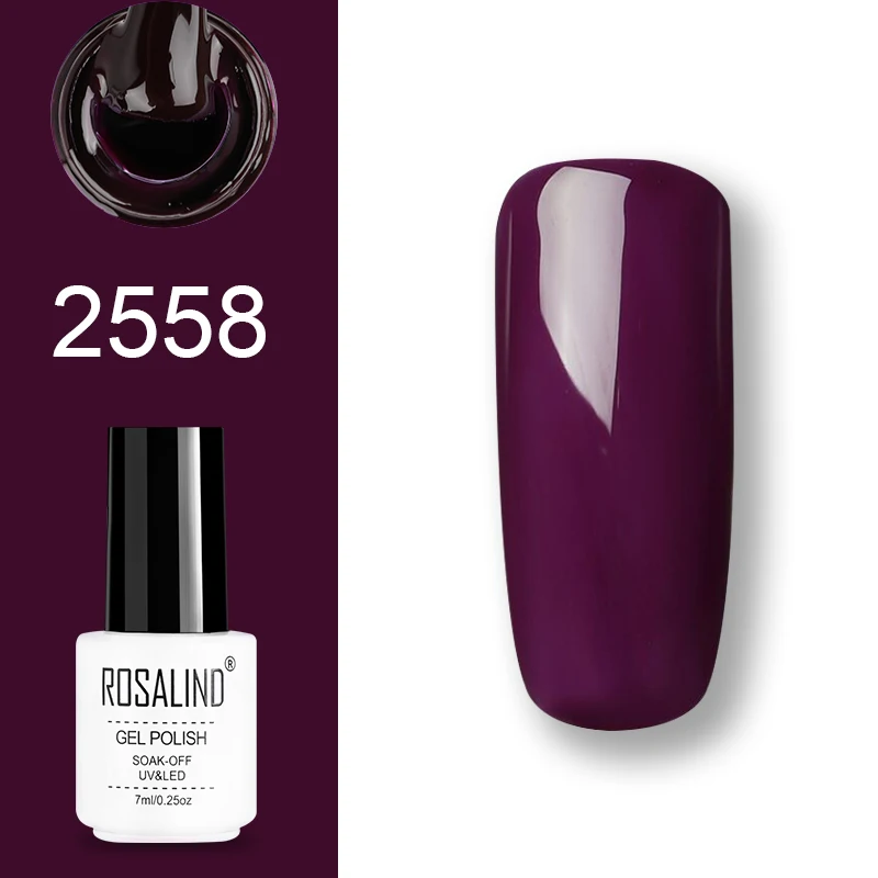 2558 ROSALIND набор гель-лаков UV Vernis полуперманентный праймер верхнее покрытие 7 мл полигель-лак для маникюра - Цвет: 2558