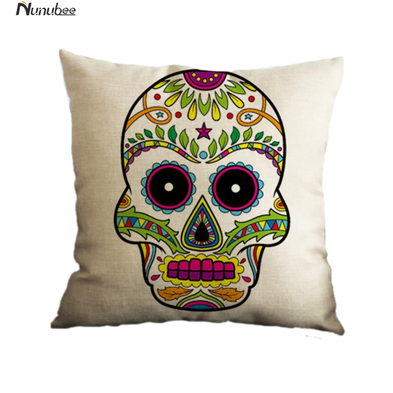 Цветок в стиле панк Мексика череп хлопок белье Чехлы для подушек стул и сзади