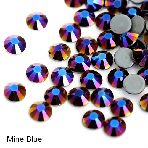 Mine Blue 41 цвет 5 размеров высокое качество кристалл AB Горячая фиксация стразы стекло страз железо на белом горячей фиксации Стразы для DIY одежды B0890 - Цвет: Mine Blue