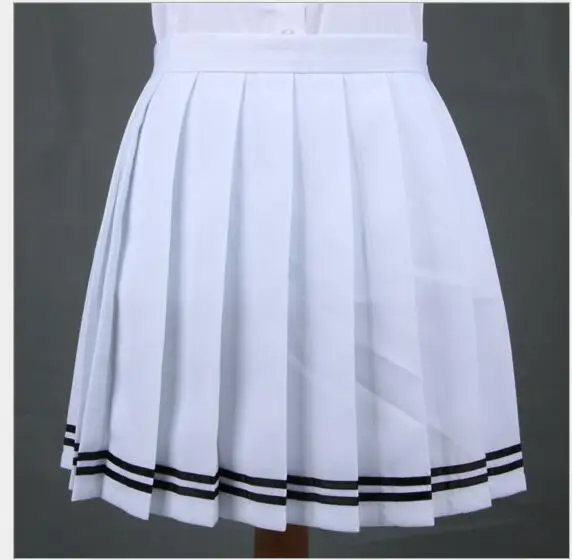 white n black stripe Новинка, Студенческая Красивая Новая модная женская мини-юбка, Женская однотонная/полосатая плиссированная юбка* Новая - Цвет: white n black stripe