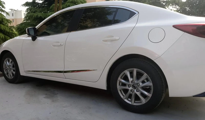 Exterior Stainless Steel Car Door Body Side Protection Trim Cover Anti-rub Strips Decoration For Mazda 3