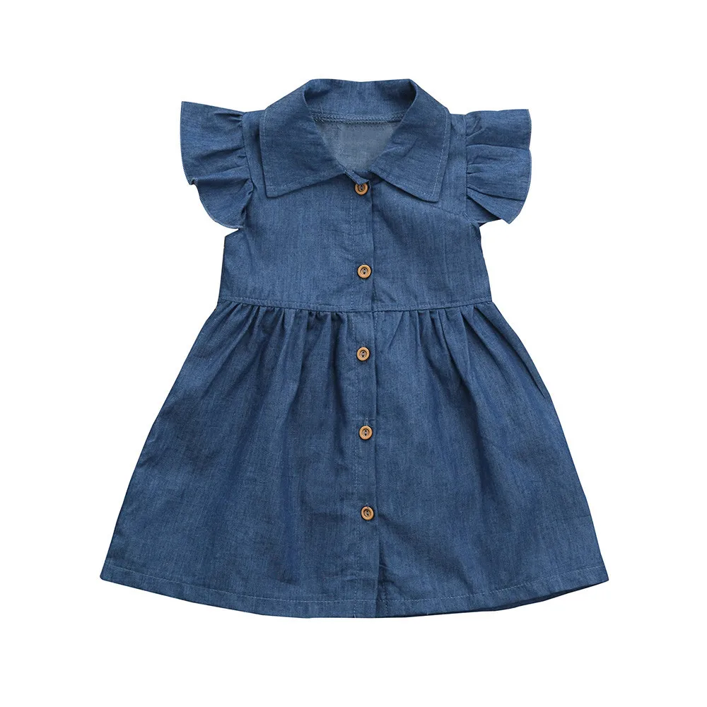 Toddler Infant Baby Girls Clothing Summer 2018 Girl Dress Solid Princess Denim Dresses Outfits Clothes dropshipping | Детская одежда и