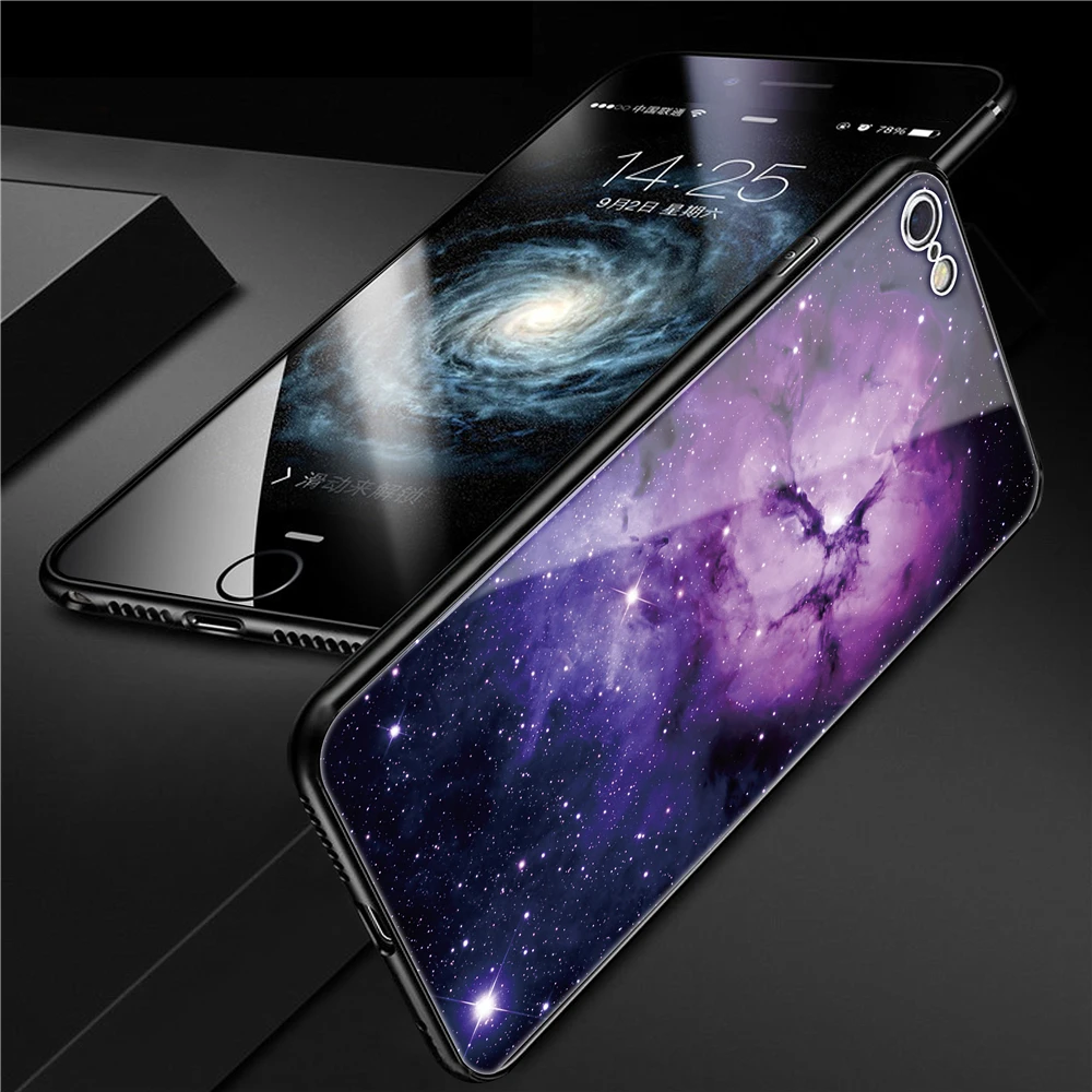 Закаленное стекло роспись звездное небо чехол для iphone x Роскошный телефон