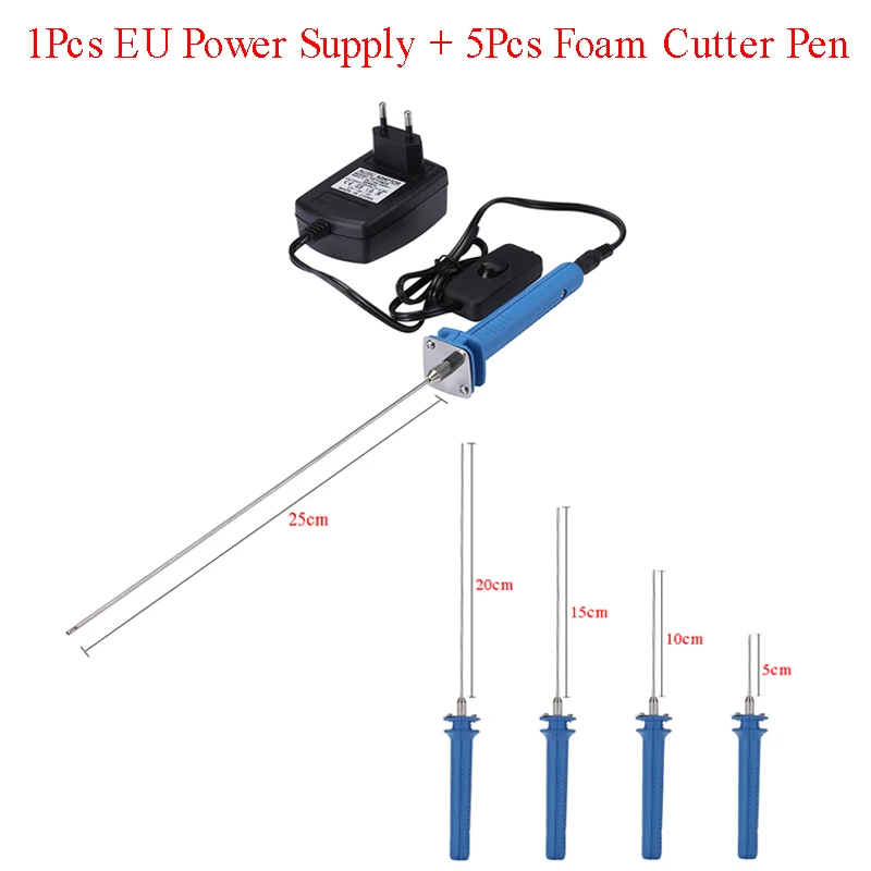 EU Plug and 5pcs Pen Foam Cutter 15W 110V-240V Electric Foam Polystyrene Cutting Machine Portable DIY Styrofoam Cutter Tools - Цвет: EU Plug and 5pcs Pen