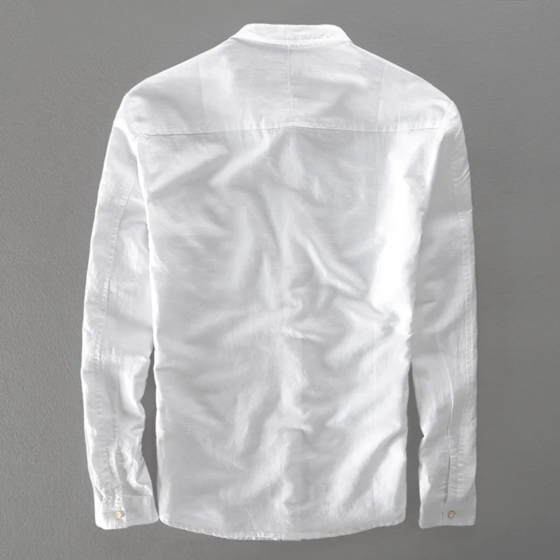 Designer new men's long-sleeved shirt casual cotton white men brand fashion linen camisa masculina | Мужская одежда