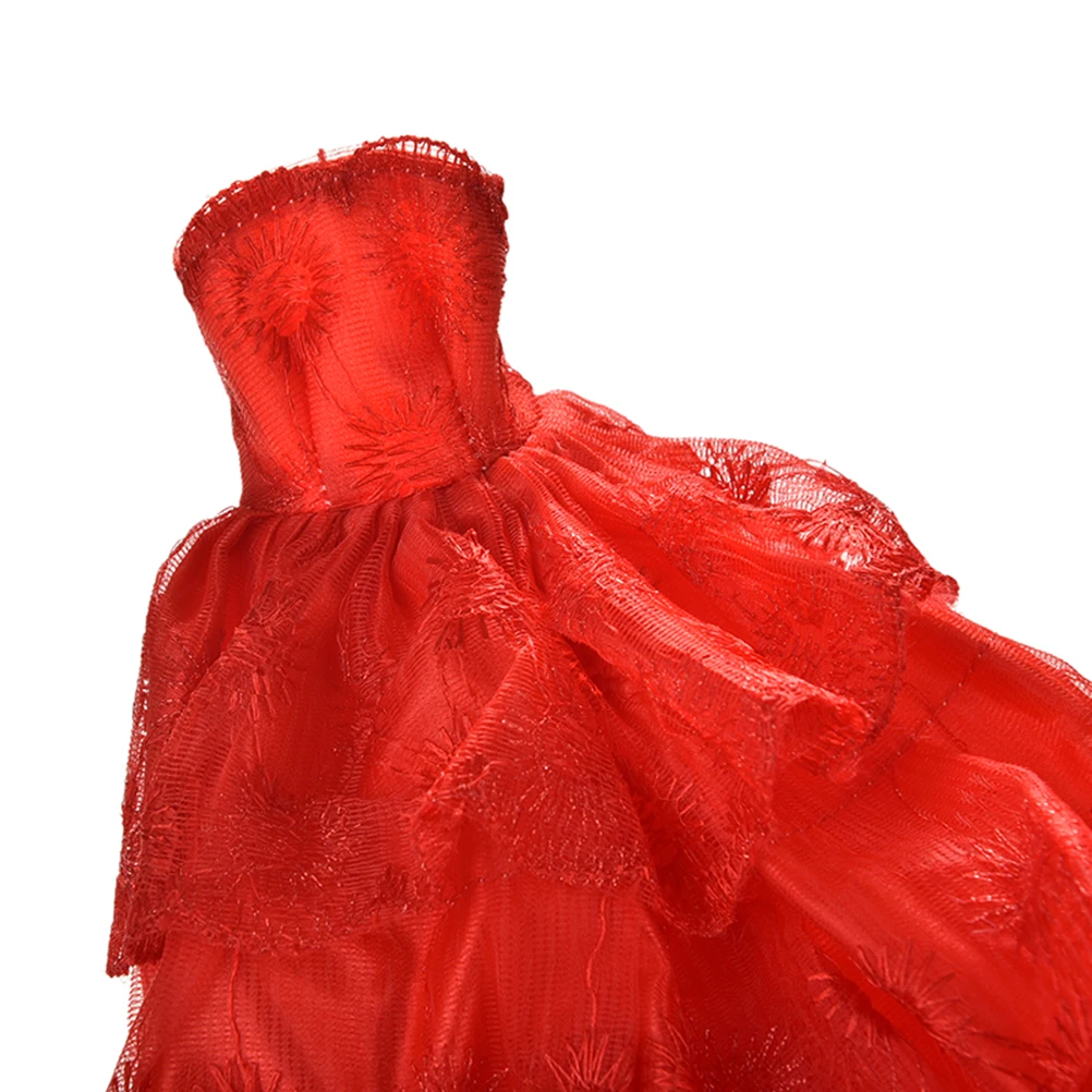 1 шт./лот Свадебное платье ручной работы красного цвета Одежда для куклы Наряд