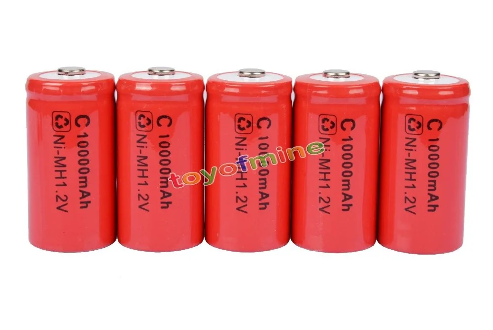 

5x C size Rechargeable 1.2V Ni-MH 10000mAh Battery Cell RED