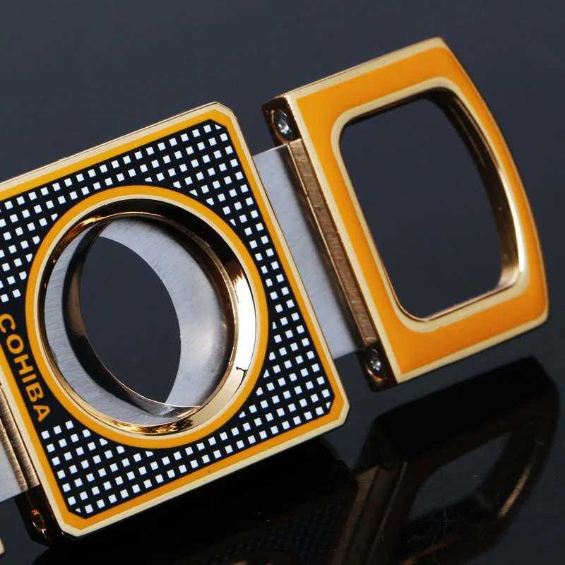 

Cohiba High-Tech Titanium & Krupp Stainless Steel 2 Blade Track Slide Pocket Cigar Cutter Scissor