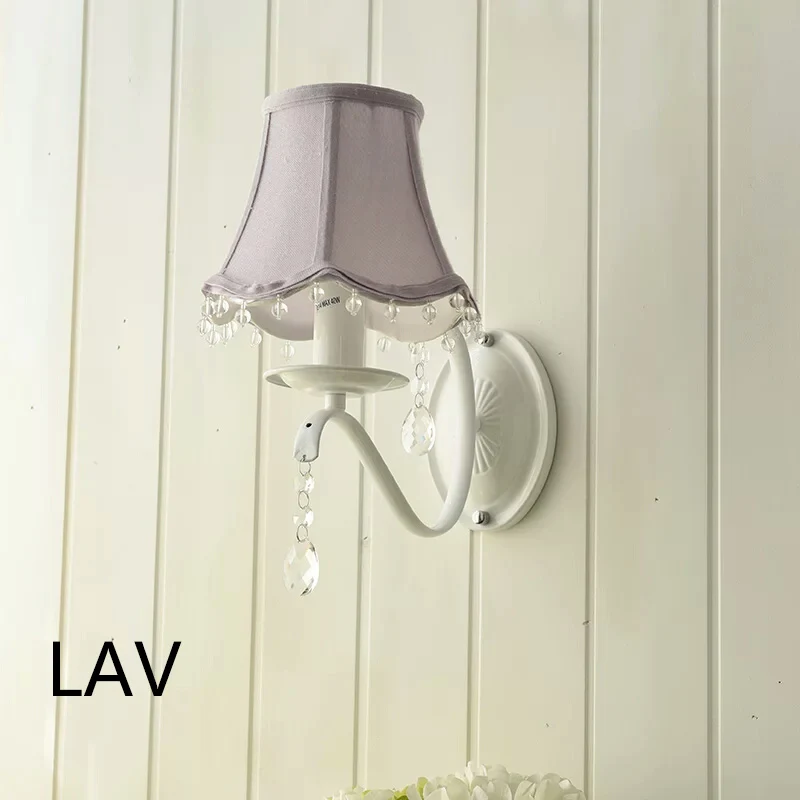 Lavender 1set Прикроватные настенные светильники, Розовый Бежевый Синий Белый Лавандовый оттенок, спальня, 1 комплект or2 наборы тканевые настенные светильники, классический светодиодный светильник - Цвет абажура: Lavender 1set