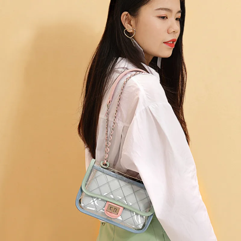 Luxury Ladies Hand Bags Summer Matte Clear Purse Small Tote Bags for Women Transparent Shoulder Cross Body Bolsa Feminina