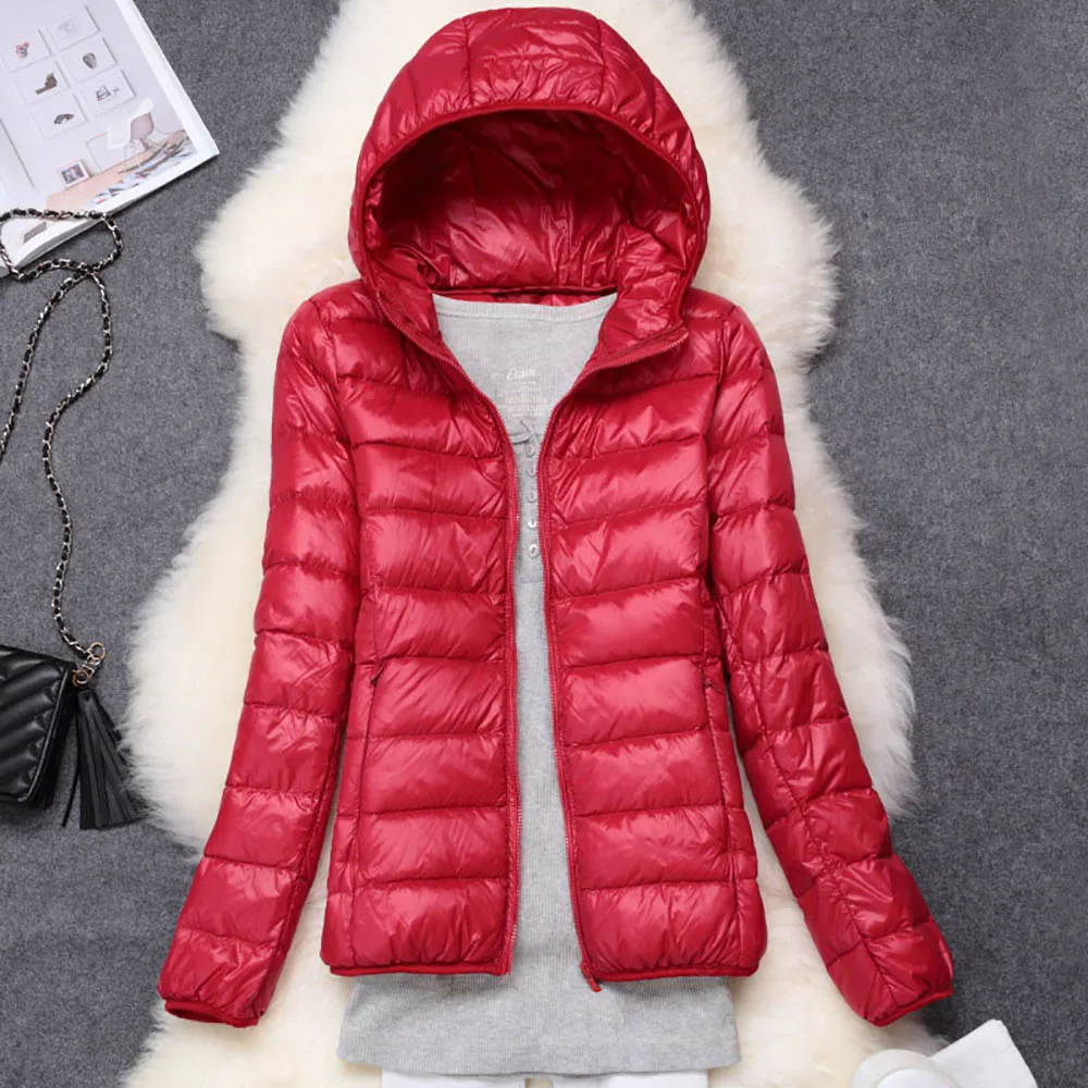 Winter Plus Size Jackets Women Ultra Light Duck Down Jacket Hooded Long Sleeve Slim Warm Coat Parka Female Portabl Outwear | Женская