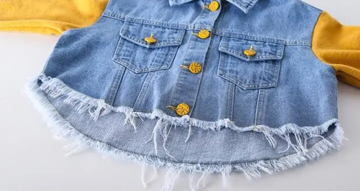 Костюмы для девочек-подростков 2019 Весенняя Модная Джинсовая куртка + юбка-пачка