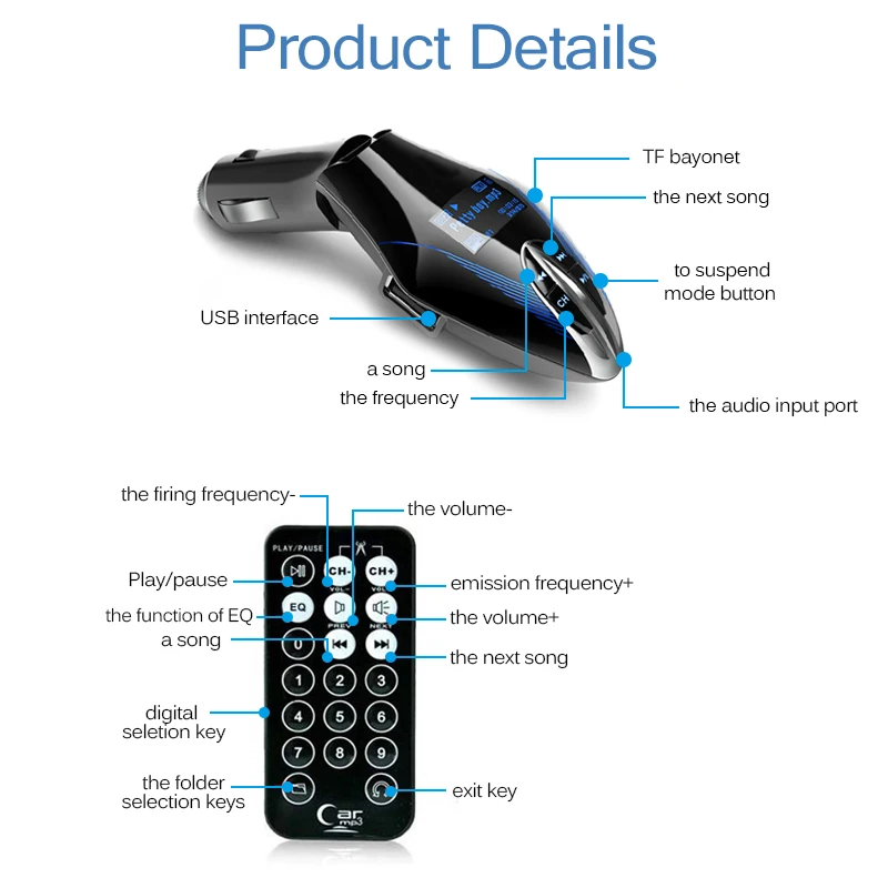 Беспроводной FM-трансмиттер Onever с пультом ДУ 3 цвета | Автомобили и мотоциклы