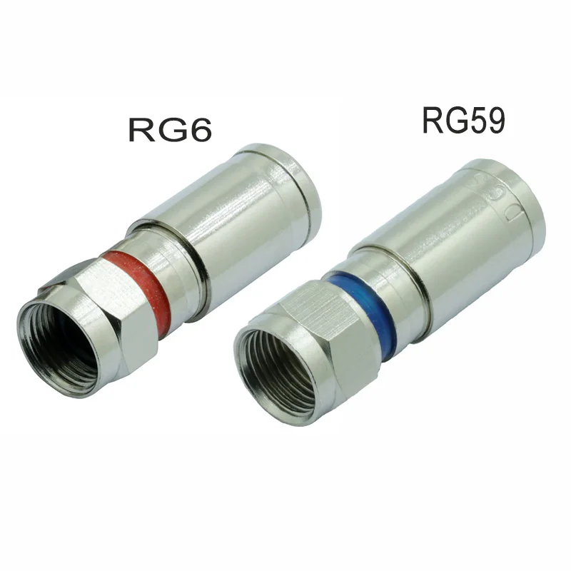 50 RG59 50 RG6 100 шт./лот RG59 оснастки и уплотнения коаксиальный водонепроницаемый компрессионный разъем F РЧ коаксиальный Переходник F конвертер - Цвет: 50 RG59 50 RG6