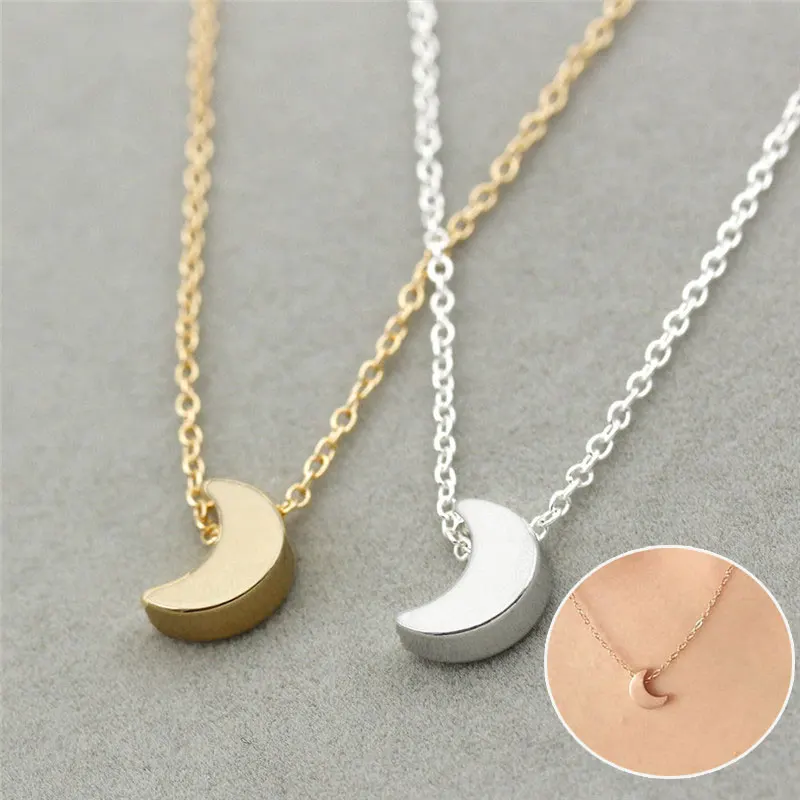 Модные Простые Подвески с Луной ожерелья цепочка из сплава нежное ожерелье