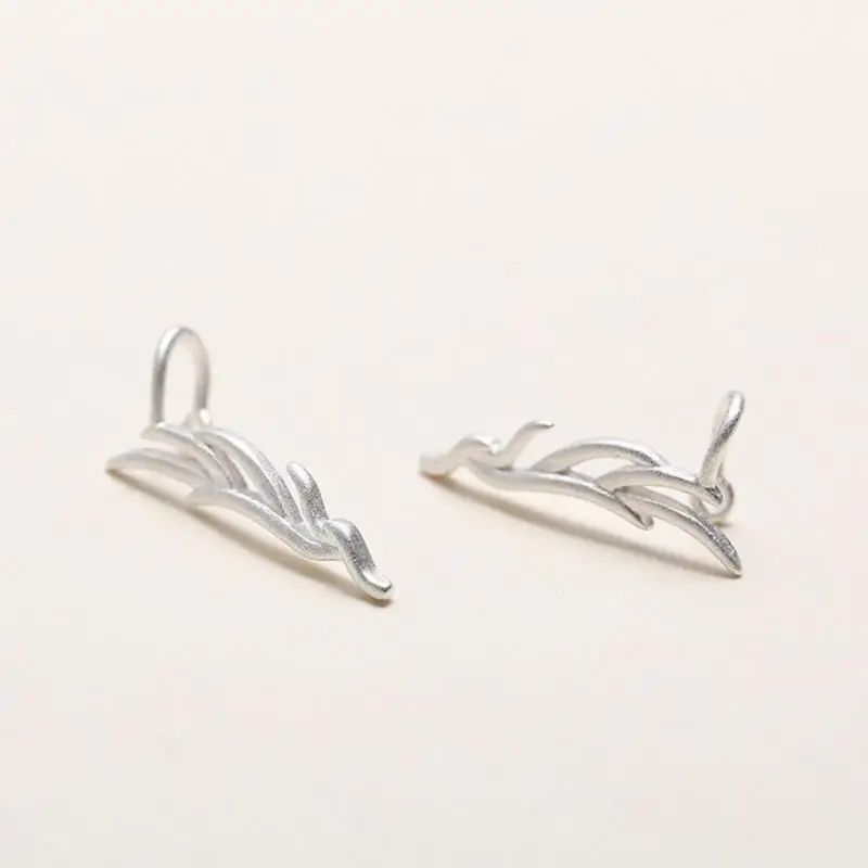 Женские серьги Elitven Antlers пусеты на клипсе из стерлингового серебра 925 пробы в