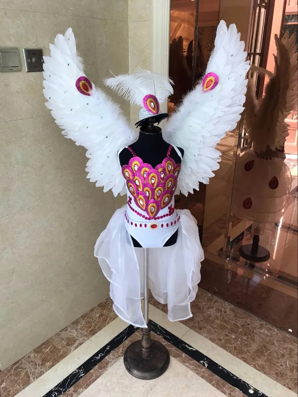 Перьевой креативный купальник плащ T станция служит сценические костюмы чаофу