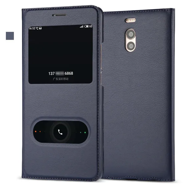 blue case WeeYRN отвечая кожа флип чехол для телефона чехлы на Meizu M6 M6 note M5 note закаленное Стекло Футляр полное покрытие на мейзу м6 нот м5 нот чехол книжка - Цвет: blue case