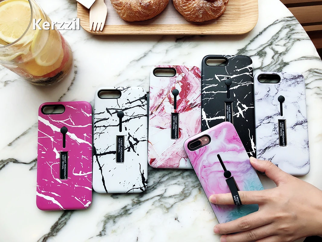 Kerzzil ударопрочный чехол с подставкой и мраморным покрытием для iPhone X 10 Матовые