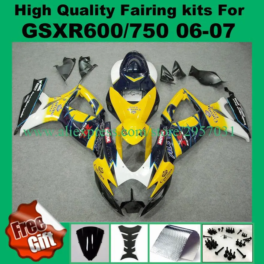 Наборы обтекателей для SUZUKI 06 07 GSXR600 GSXR750 2006 2007 GSXR 600 750 K6 K7 Обтекатели набор GSX-R600