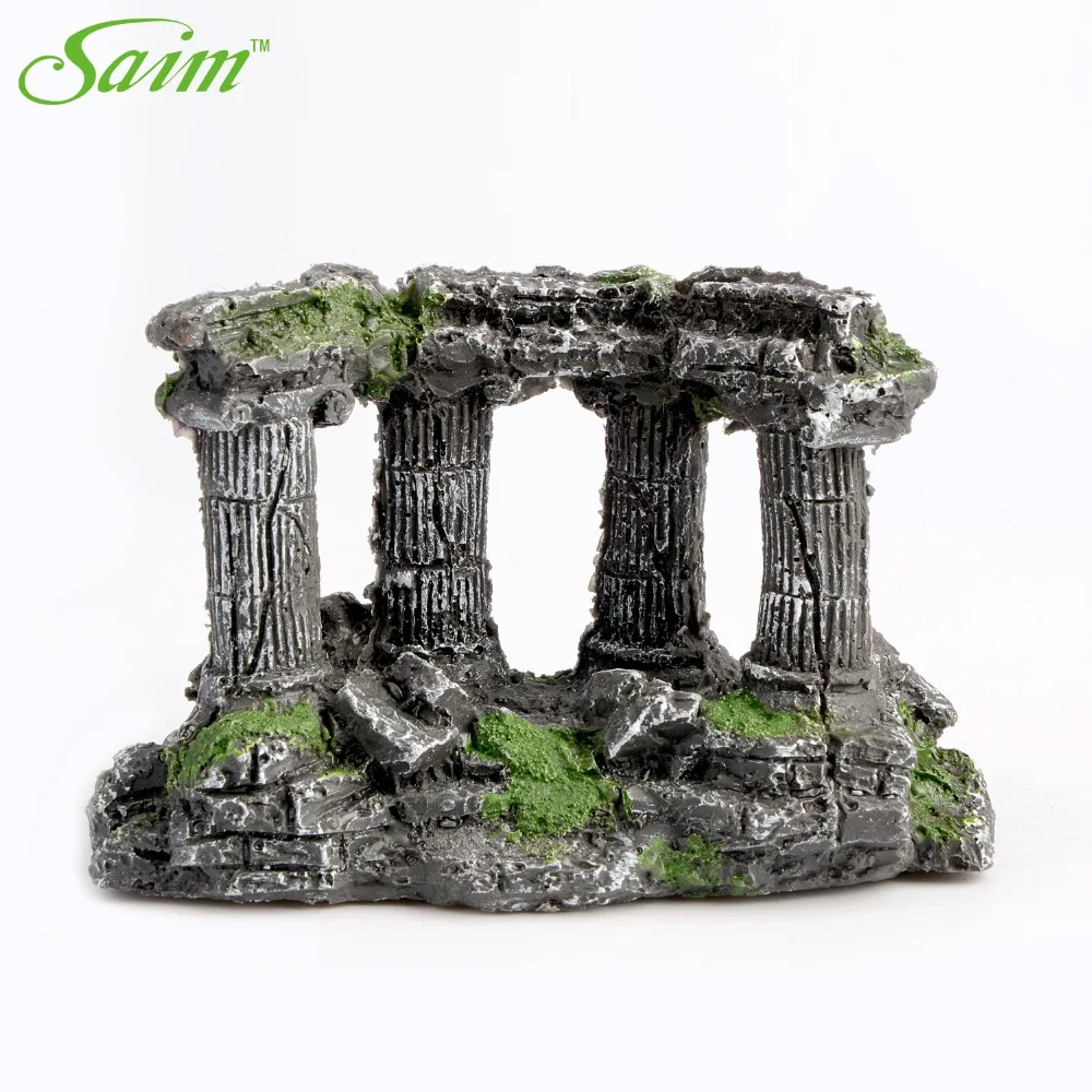 Камень греческий храм с 4 колоннами аквариум для рыб искусственное украшение