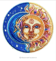 dd1piece embroidery moon and sun patches for clothes embroidered peace sign badge flame sewing diy decoration iron on applique