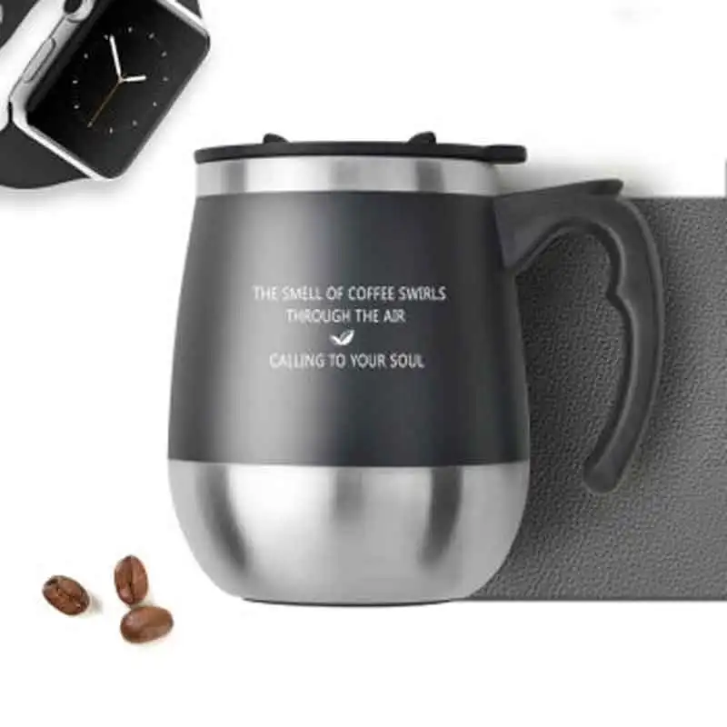 ONEDAY 450ml Thermo Cup Coffee Mug Teacup Drink Thermos Flask Water Tumbler With Cover Black Mugs | Дом и сад