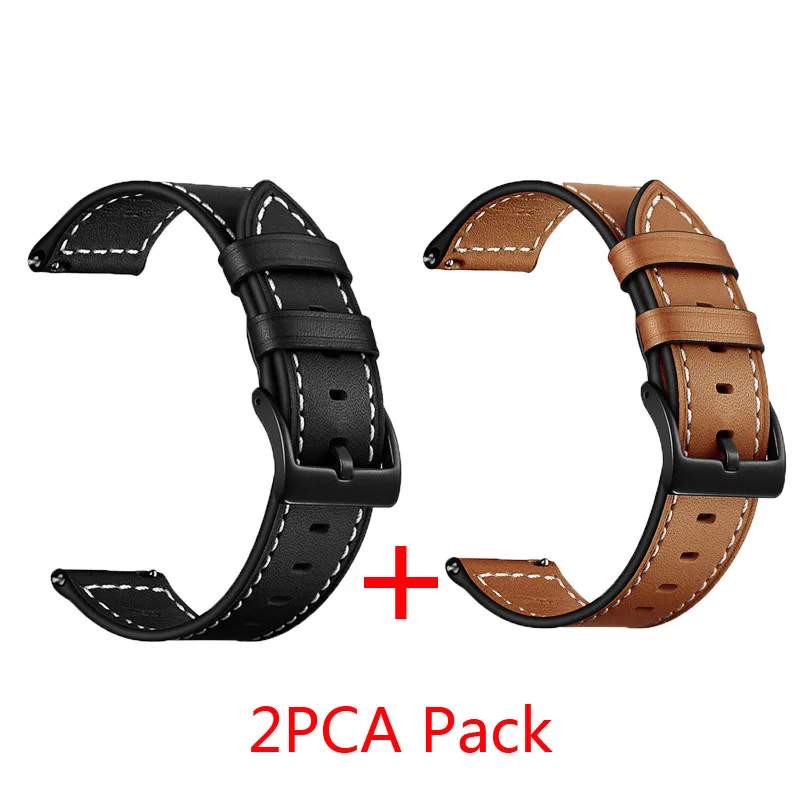 2pcs Ремешок для huawei watch gt GT2, кожаный ремешок, сменный ремешок 22 мм, ремешок для honor watch magic/galaxy watch 46 мм, ремень - Цвет: 2pcs
