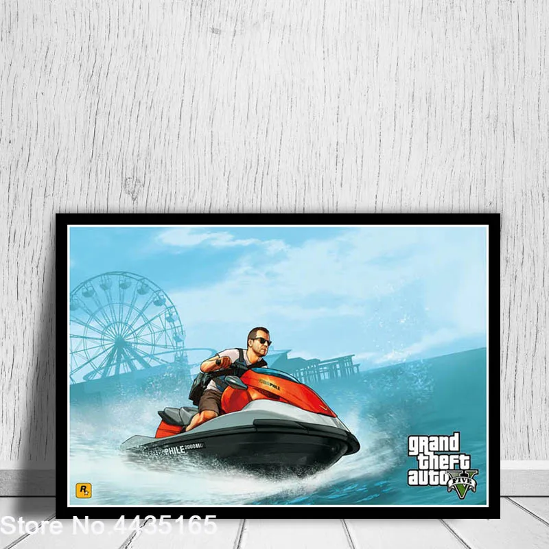 Светло-зеленый Grand Theft Auto V видео игры GTA 5 художественный плакат печать на холсте настенная живопись для гостиной домашний декор плакаты и принты - Цвет: Светло-зеленый