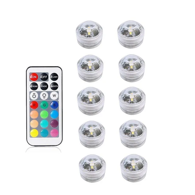 1 remote 10 lights Кнопка Батарея дистанционного водонепроницаемый RGB погружной светодиодный фонарь для использования под водой использовать ночную лампу для вазы аквариум вечерние Декор бассейна - Испускаемый цвет: 1 remote 10 lights