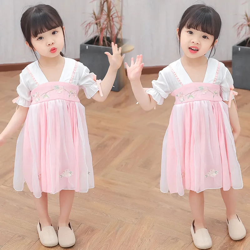 Size90-130 элегантное платье для маленьких девочек топ одежда Летний костюм с